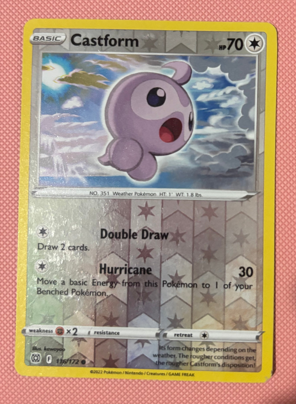 Castform – 116/172
Brilliant Stars – Reverse Holo Common
Condition: Near Mint